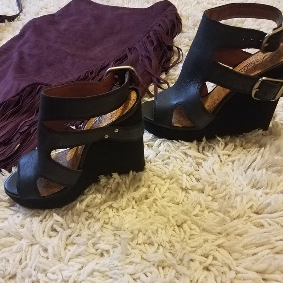 Lucky Brand Dark Grey and Black Wedges - Picture 3 of 8